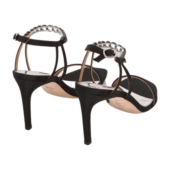 Badgley Mischka Womens Kai Heeled Sandal, Black Satin, 6.5 - Picture 6 of 8